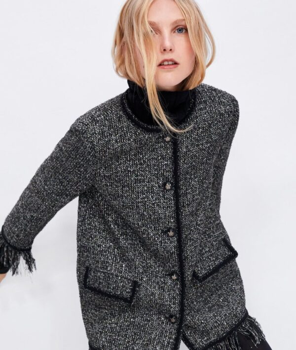 Tweed Jacket With Metallic Thread